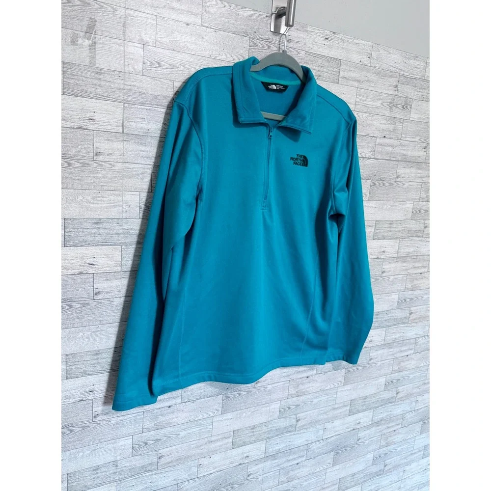 The North Face Mens Quarter Zip Pullover Teal Blue Long Sleeve Active Top Size M